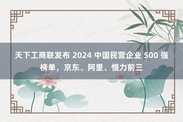 天下工商联发布 2024 中国民营企业 500 强榜单，京东、阿里、恒力前三